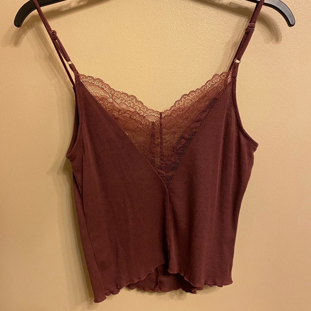 Maroon cropped lace cami from Full Tilt